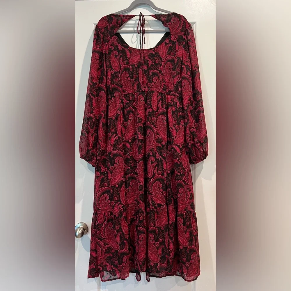 Torrid Paisley Tea Length Open Back A-Line Dress Size 1X (14/16) - Picture 8 of 11